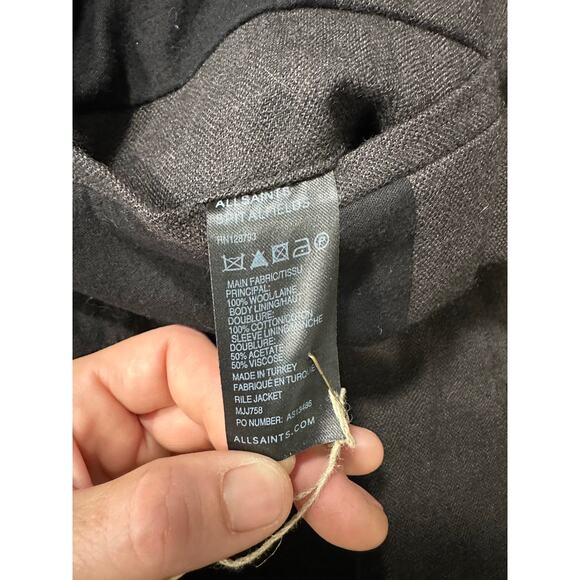 Allsaints Rile Jacket Wool Coat Button Front Preppy Size 44 NWOT - Picture 4 of 12